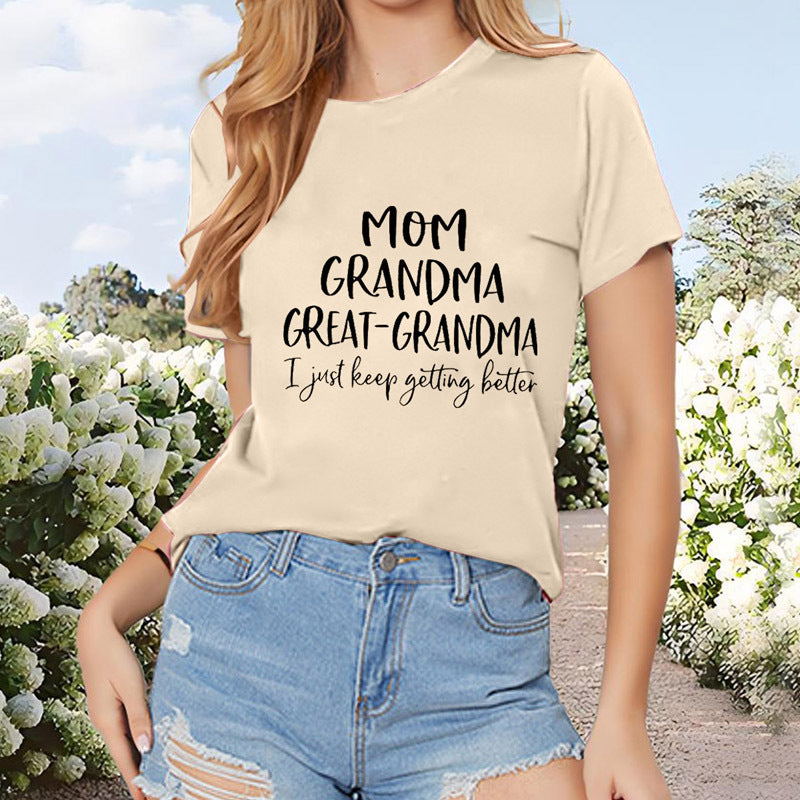 Women's Slogan Print Round Neck Short Sleeve T-Shirt, Casual Summer Top