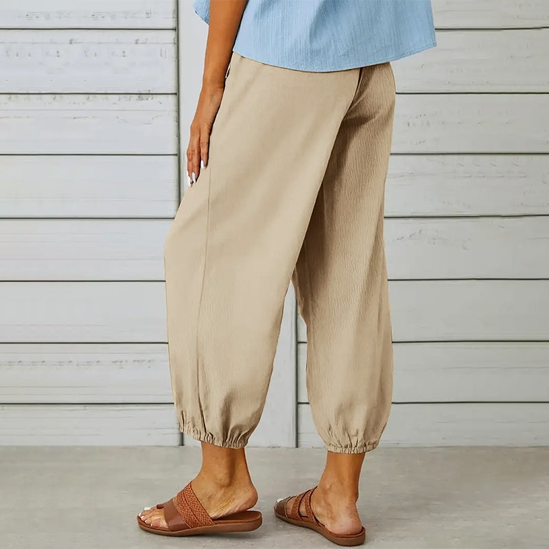 Effortless Drawstring Capris - Women's Wide Leg Casual Summer Pants With Adjustable Waist
