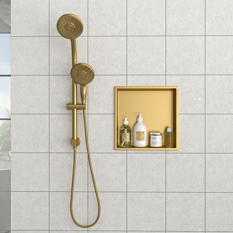 12 X 12 In Stainless Steel Shower Niche - Gold, Waterproof, Easy Installation, Corrosion-Resistant