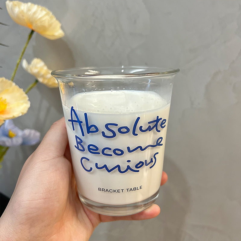 Household Fashion Simple Blue Letter Glass