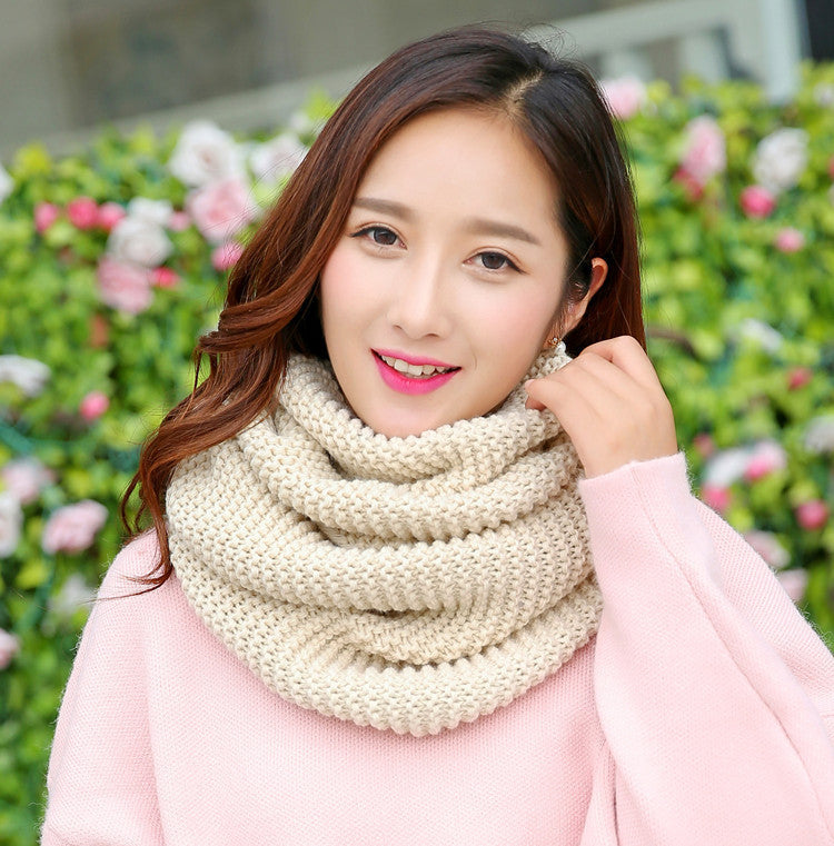 Wool Knitted Scarf Warm And Thick Solid Color