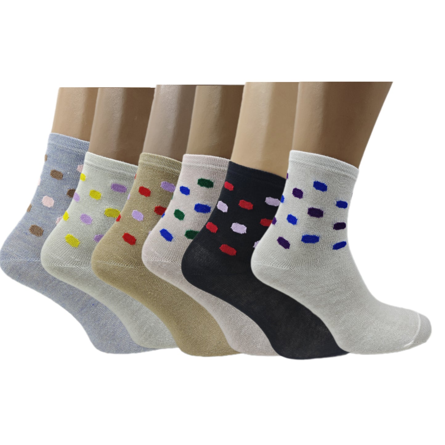 Set Of 6 12 Or 24 Pairs Womens Socks With Bubble Mix Print