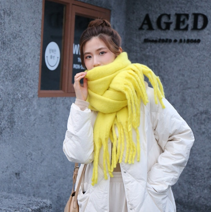 Fashion All-match Solid Color Windproof Padded Shawl