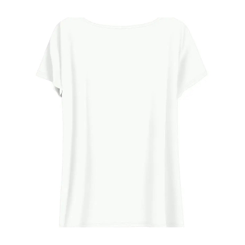 Women's Round Neck Short Sleeve Summer Top With Bow & Letter Print