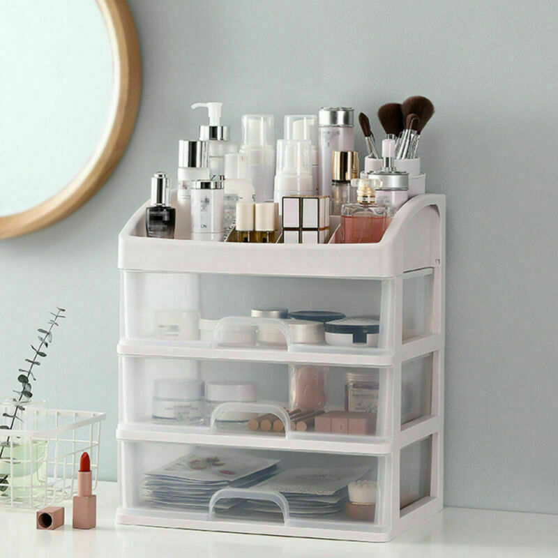4 Tiers Makeup Storage Clear Box Desktop Cosmetic Stationery Drawers Organizer