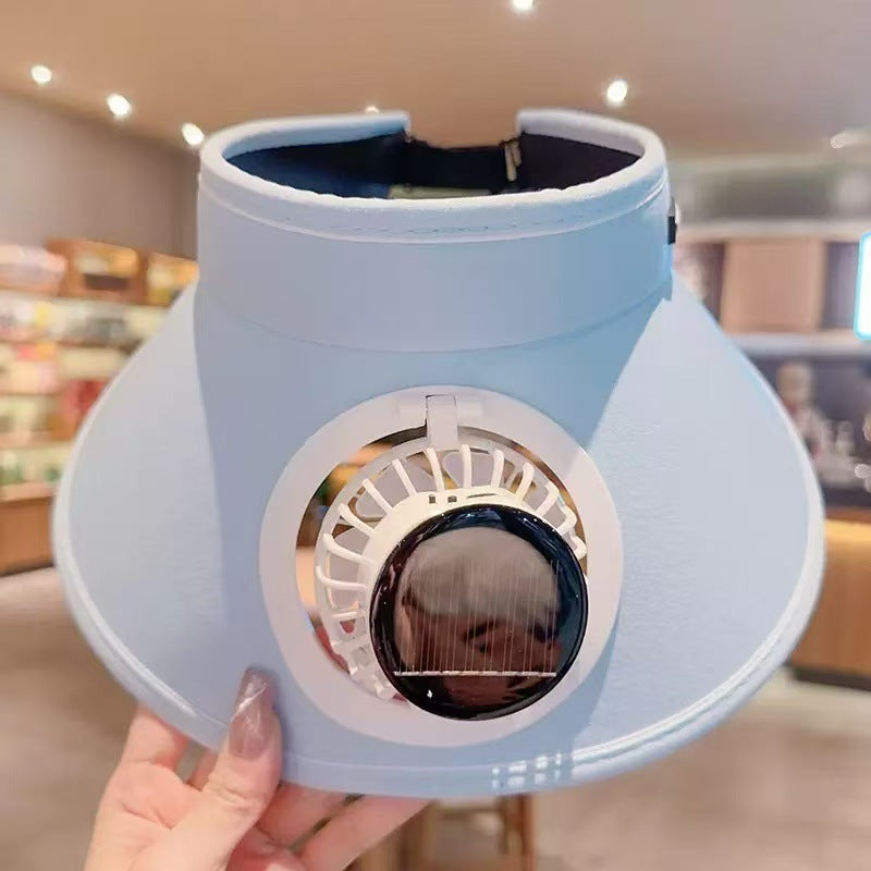 Summer Solid Color Solar Fan Cap Women's Multi-functional Outdoor