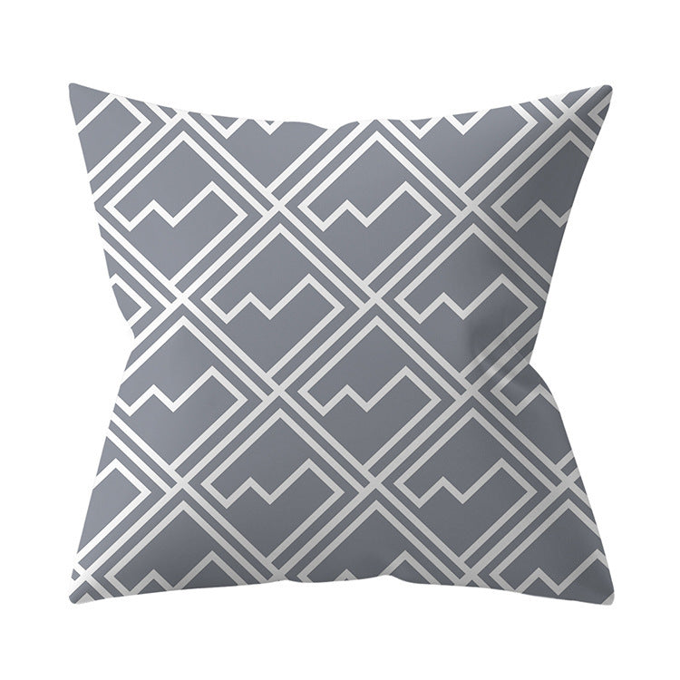 Gray Geometric Polyester Pillow Cover Cross-border Hot Sale Silver Gray Sofa Cushion Cushion Cover
