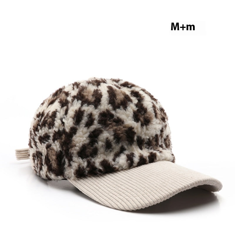 Japanese Women's Autumn And Winter Personalized Retro Color-blocking Leopard Print Baseball Cap
