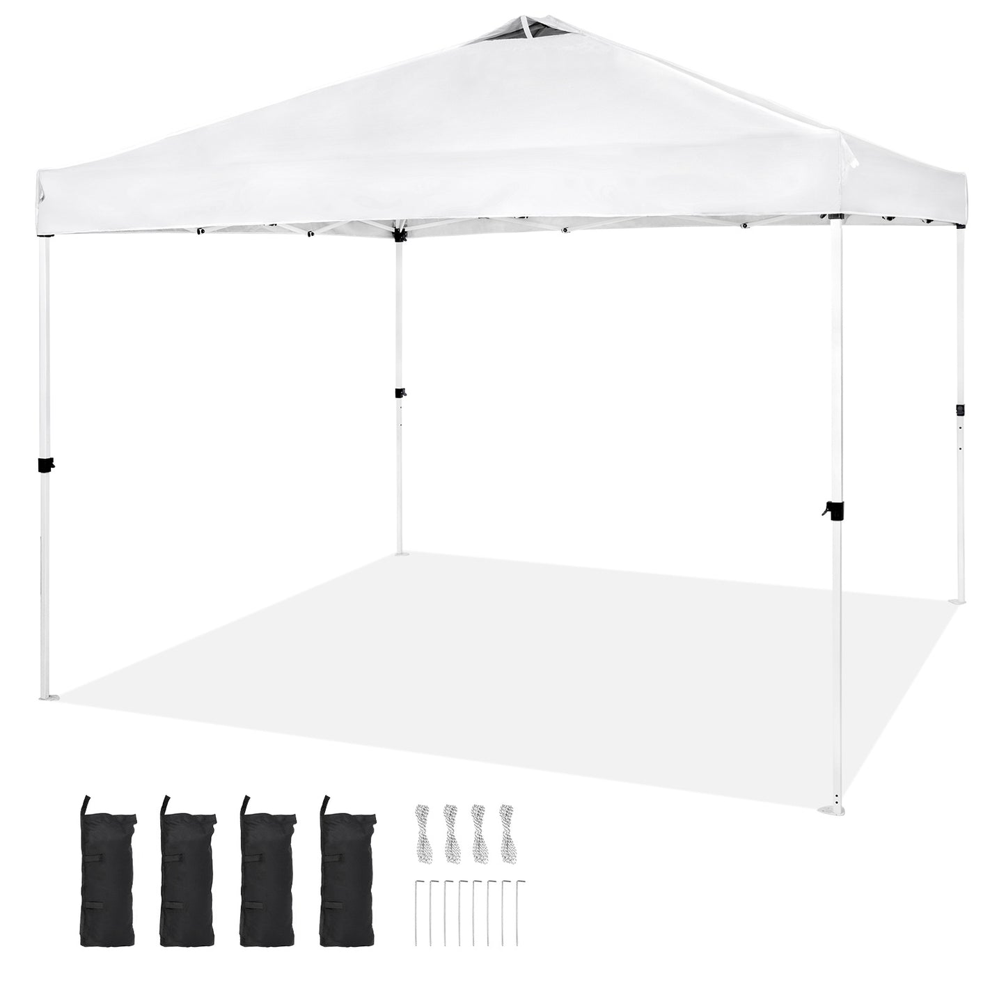 VEVOR Pop Up Canopy Tent, 10 X 10 Ft, 250 D PU Silver Coated Tarp, With Portable Roller Bag And 4 Sandbags, Waterproof And Sun Shelter Gazebo For Outdoor Party, Camping, Commercial Events, White