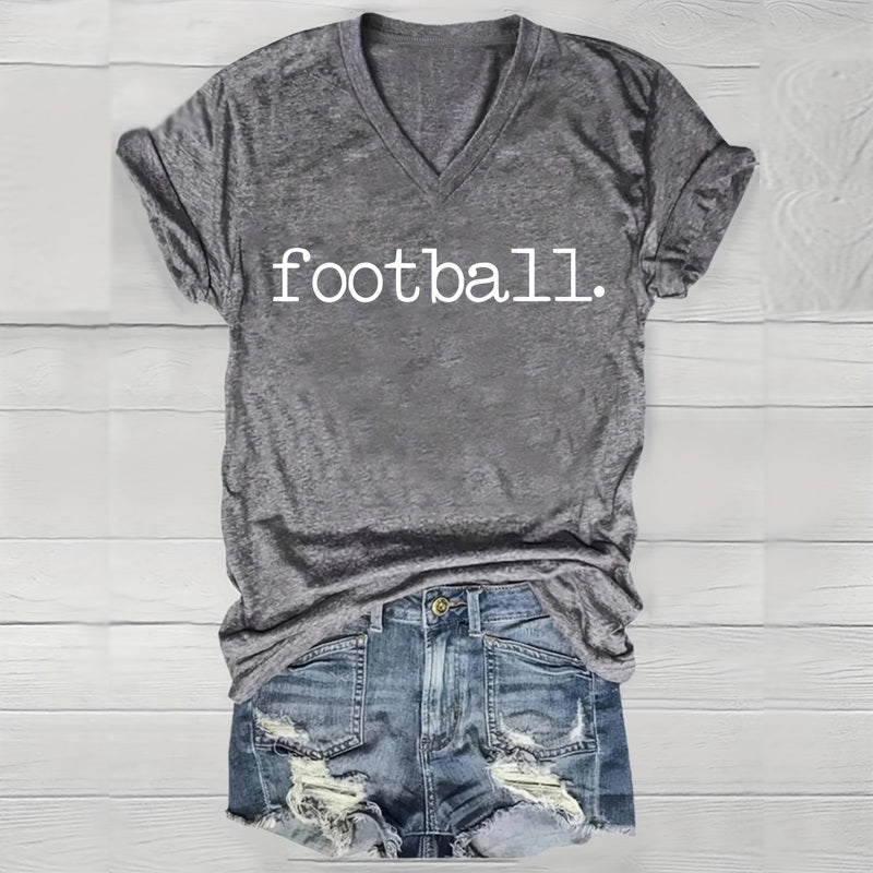 Women's Short Sleeve Round Neck T-shirt 'FOOTBALL GAME DAY' Printed Casual Summer Tee