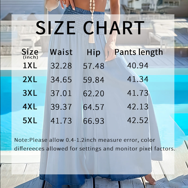 Womens Plus Size Palazzo Long Pants High Waist Wide Leg Stretchy Loose Fit Casual Trousers