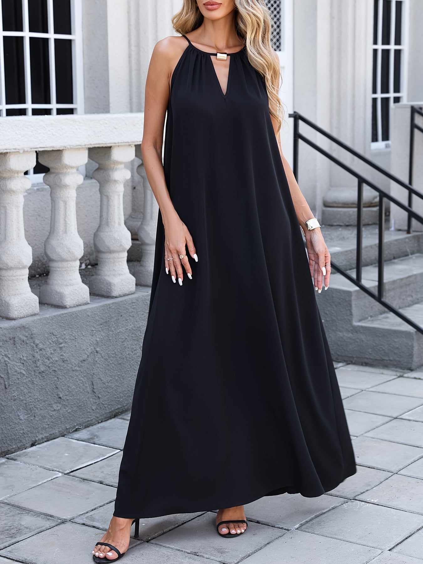 Women's Loose Casual Dress - Essential For Summer Beach Vacations, Festival Off-the-Shoulder Deep V Tie Holiday Dress