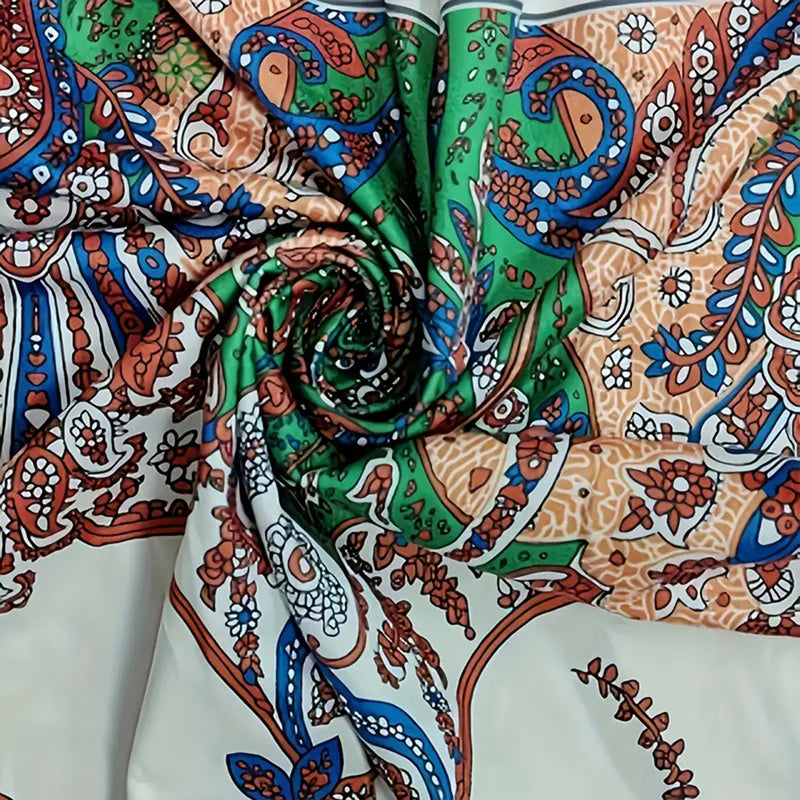 Women's Vintage Floral Butterfly Print Dress - Batwing Sleeve, Deep V-Neck & Ruffle Waist With Tie Detail