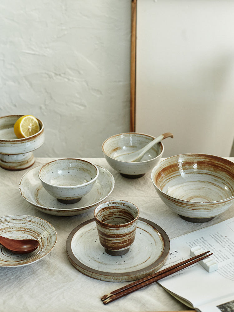 Personalized Rice Bowls Retro Stoneware Dishes Homestay Cooking Tableware