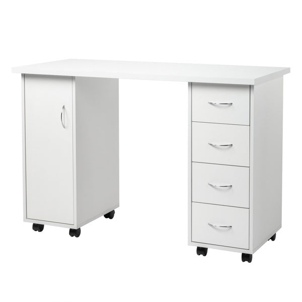 White 120X54X81cm One Door Four Drawers Computer Desk Nail Art Table 1PC