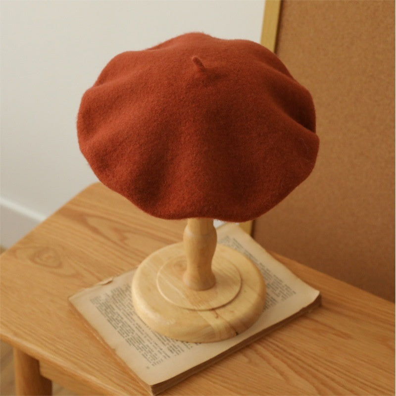 Wool Beret Girls' Japanese Style Artistic Vintage Painter Hat