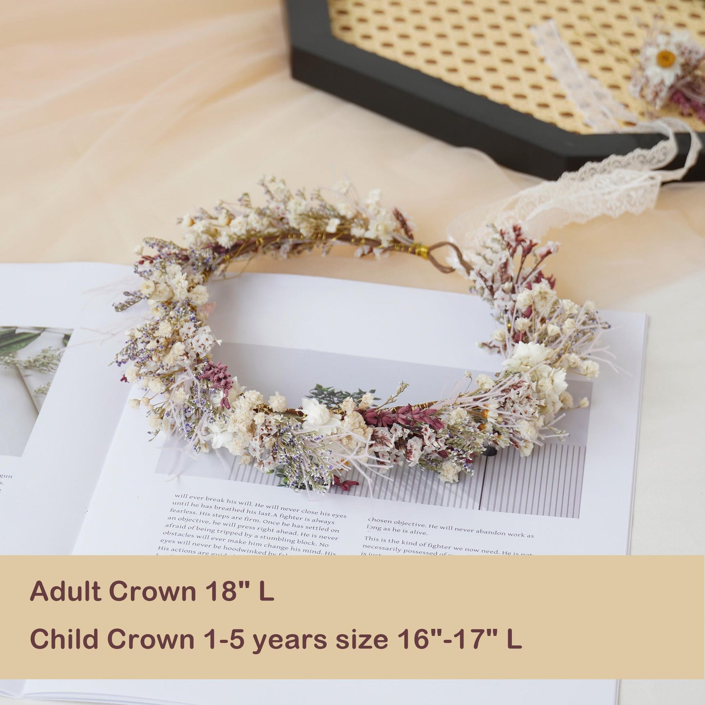 Gypsophila Crown, Dried Flower Crown, Bridal Wedding, Daily Party, Birthday Suitable Crown