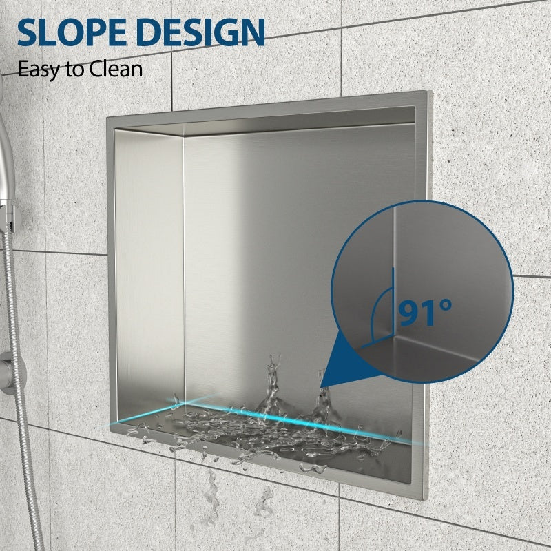 15 X 13 In Stainless Steel Shower Niche - Brushed Nickel, Waterproof, Easy Installation, Corrosion-Resistant