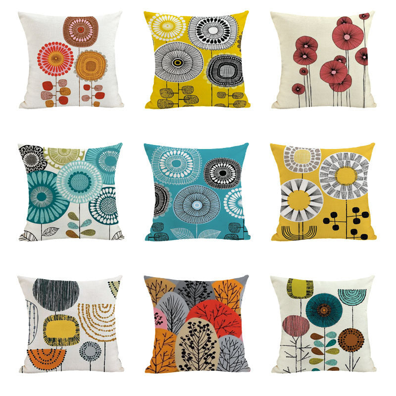 Linen Painted Ins Style Geometric Abstract Pillow Cover