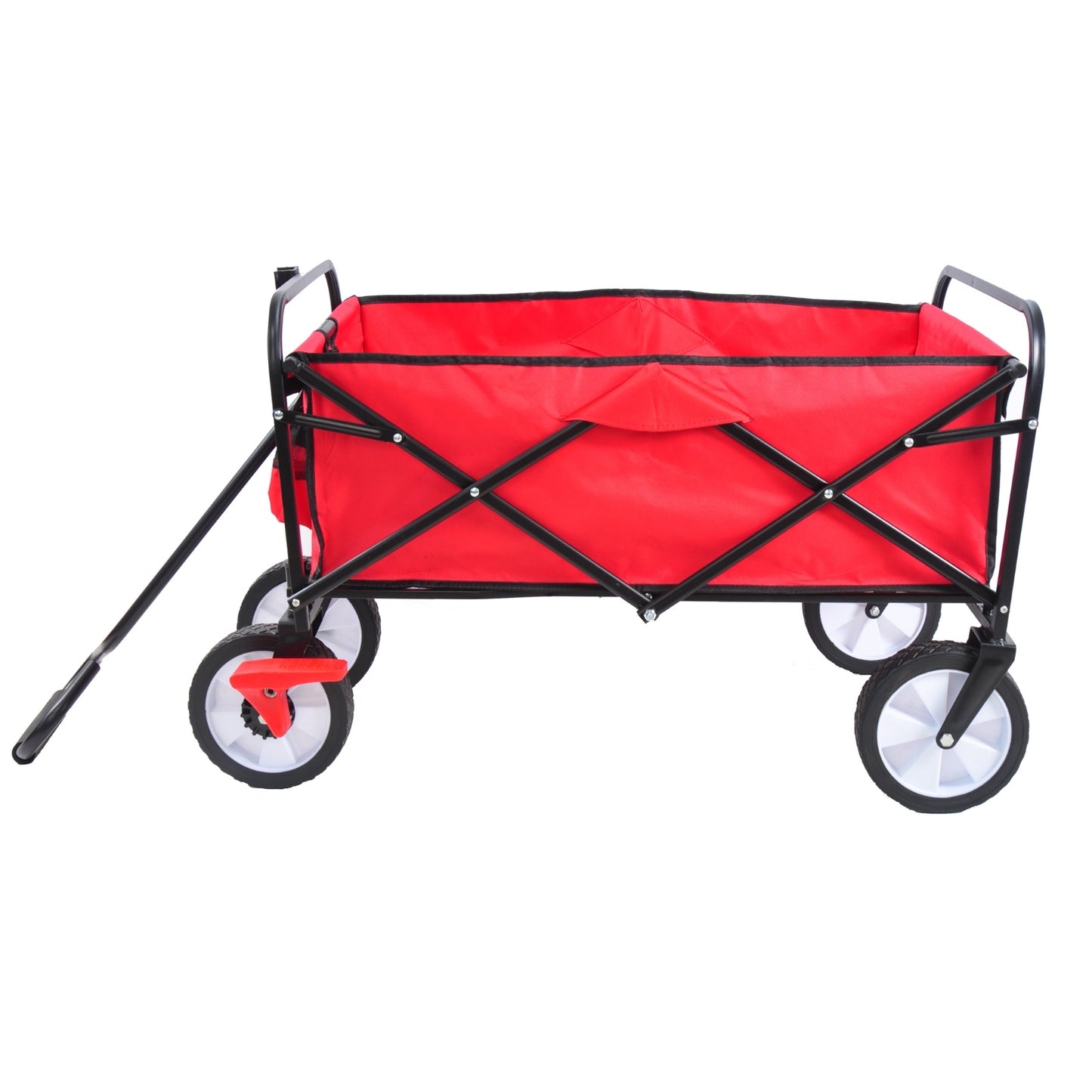 Folding Wagon Garden Shopping Beach Cart  Red