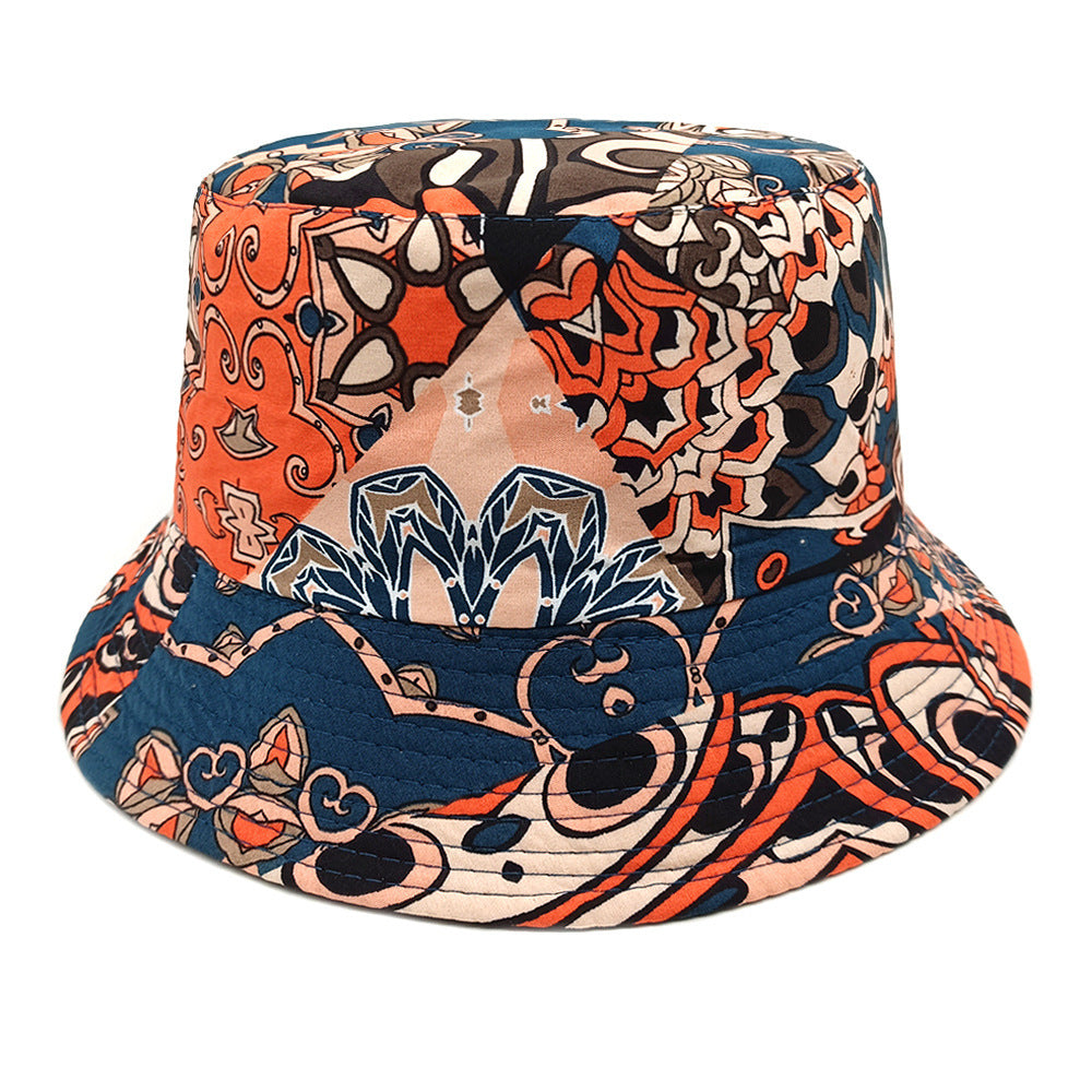 Geometric Bucket Hat Color Matching Printing Double-sided Wear Bucket Hat