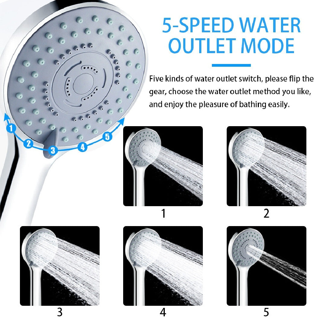 5-Mode Shower Head - High Pressure Handset, Large Chrome, Water Saving Bath Head