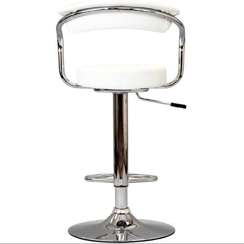 Contemporary Style White Color Bar Stool Counter Height Chairs Set Of 2 Adjustable Swivel Kitchen Island Stools