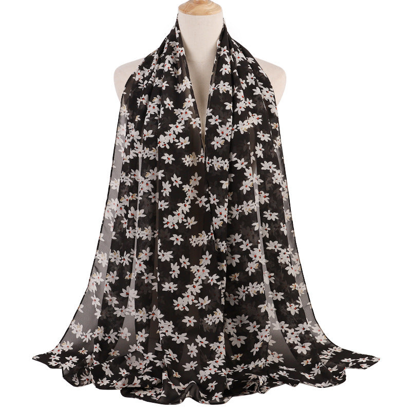 Breathable Chiffon Small Floral Long Towel