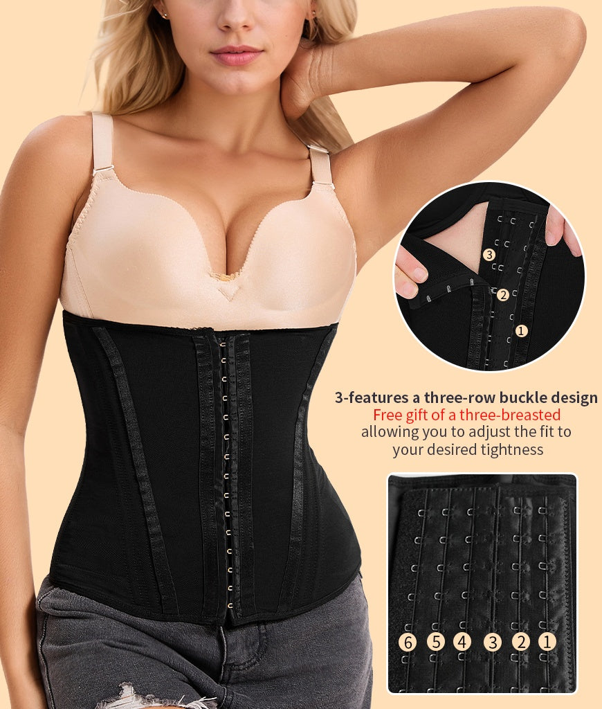 Waist Mesh Trainer Strapless For Women-Faja Colombian Girdle Hourglass -Steel Boned Corset Shapewear Tummy Waist Body Shaper With Extended Button