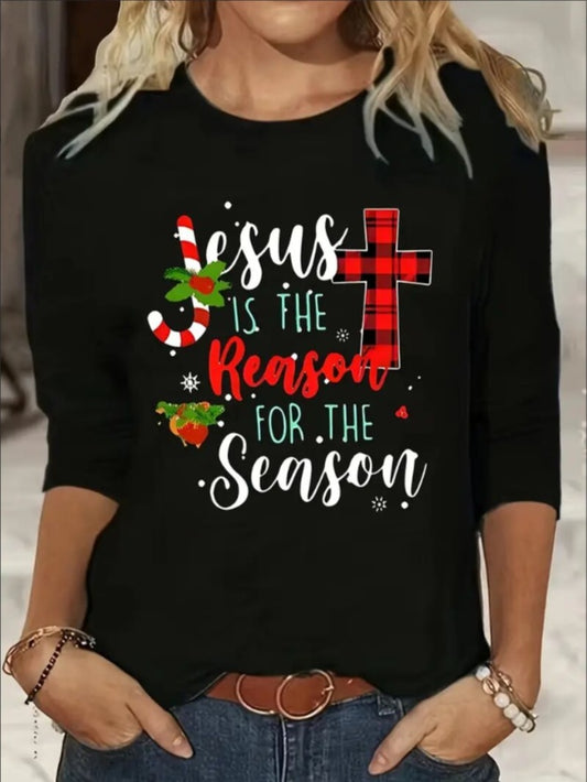 Women's Printed Long Sleeve Hoodless Sweatshirt