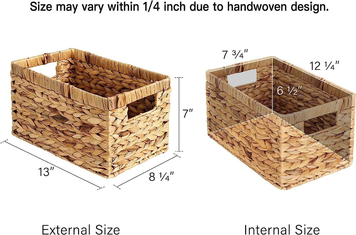 Wicker Storage Basket With Built-in Handles Water Hyacinth