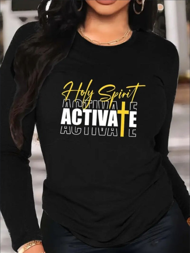 Women's Print Long-sleeved Hoodless Sweatshirt