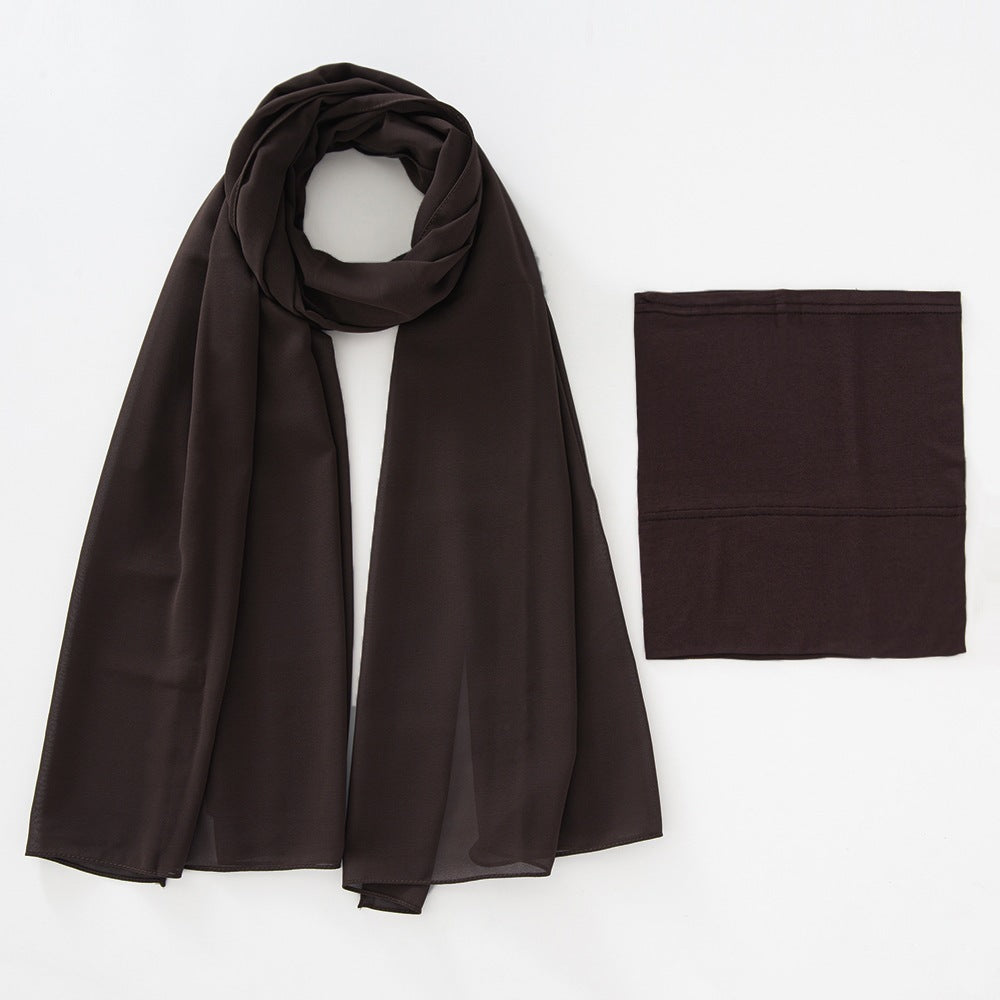 Modal Breathable Elastic Bucket Hat With Pearl Chiffon Scarf Headcloth