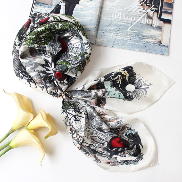 Sweet Temperament Silk Scarf Women