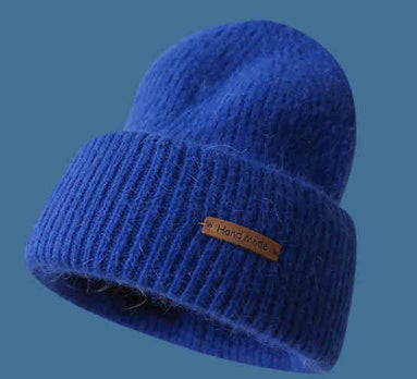 Klein Blue White Knitted Hat Sapphire Blue Woolen Cap