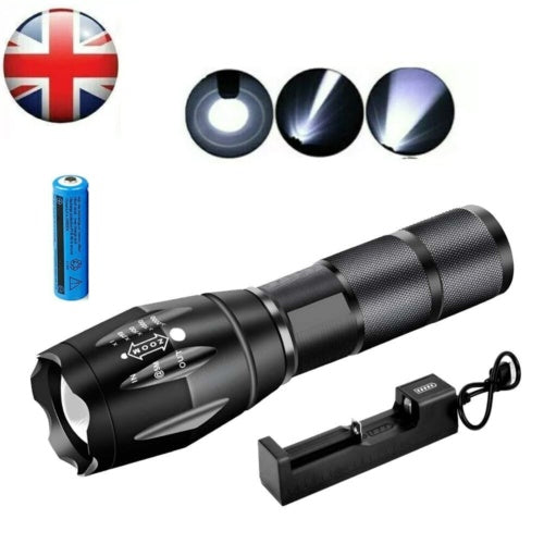2PCS 1200000LM USB Rechargeable LED Flashlight Super Bright Torch Tactical Lamp