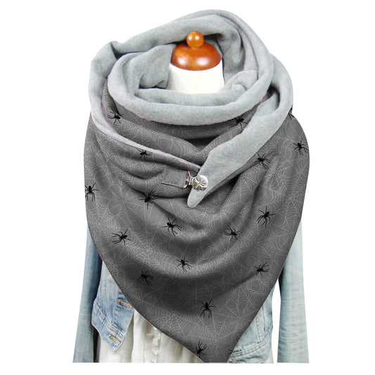 Female Plush Skull Print Long Halloween Button Bib