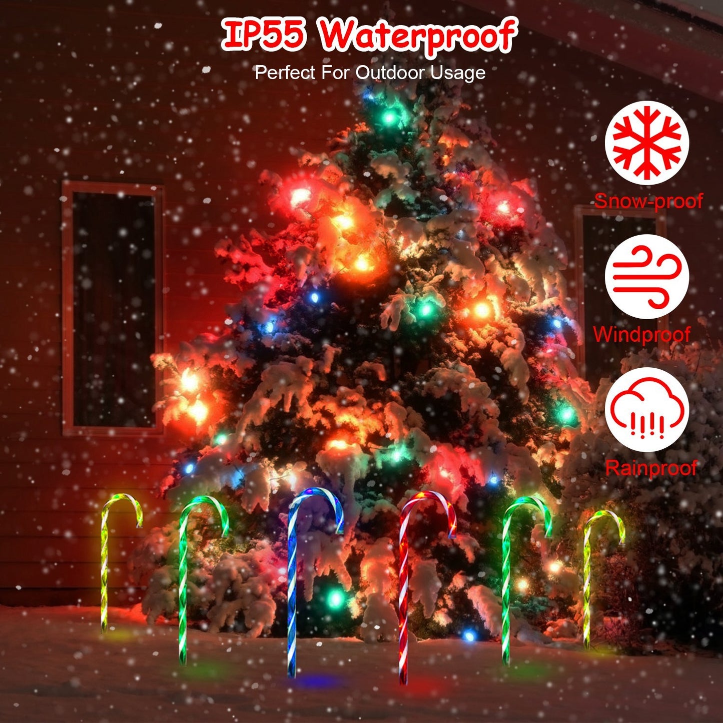 Solar Christmas Candy Cane Light IP55 Waterproof Stake Light Lamp For Patio Yard Garden Pathway Outdoor Christmas Decorative Light