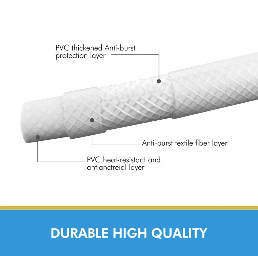 PVC Shower Hose 59 In Extra Long Smooth Handheld Shower Hose Flexible Anti-Kink Handheld Shower Head Hose With Brass Spin Inner Core White