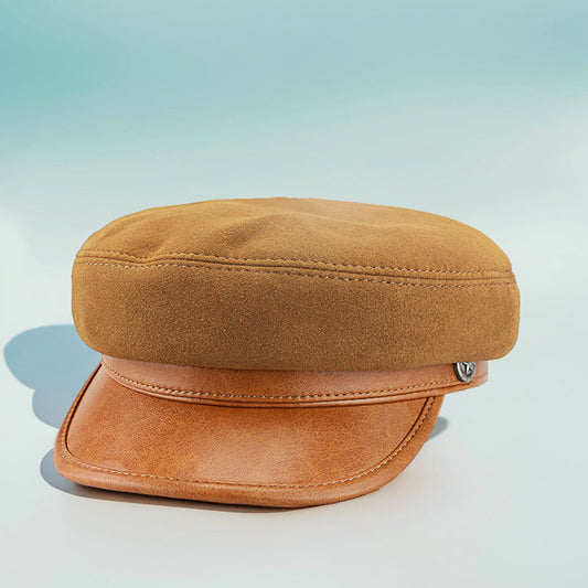 Sheepskin Suede British Net Red Tide Retro Peaked Cap