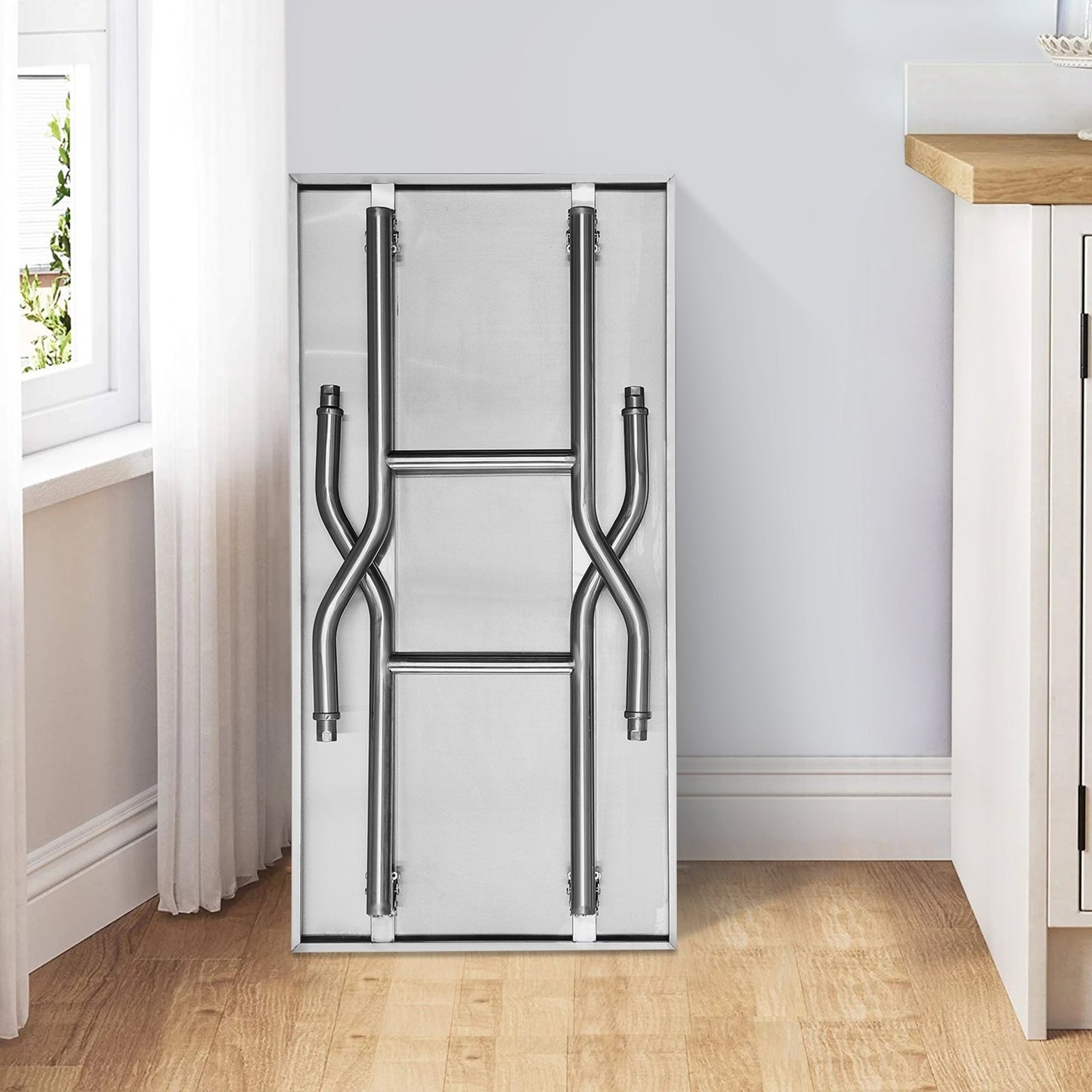 VEVOR Commercial Worktable Workstation 48 X 24 Inch Folding Commercial Prep Table, Heavy-duty Stainless Steel Folding Table With 661 Lbs Load, Kitchen Work Table, Silver Stainless Steel Kitchen Island