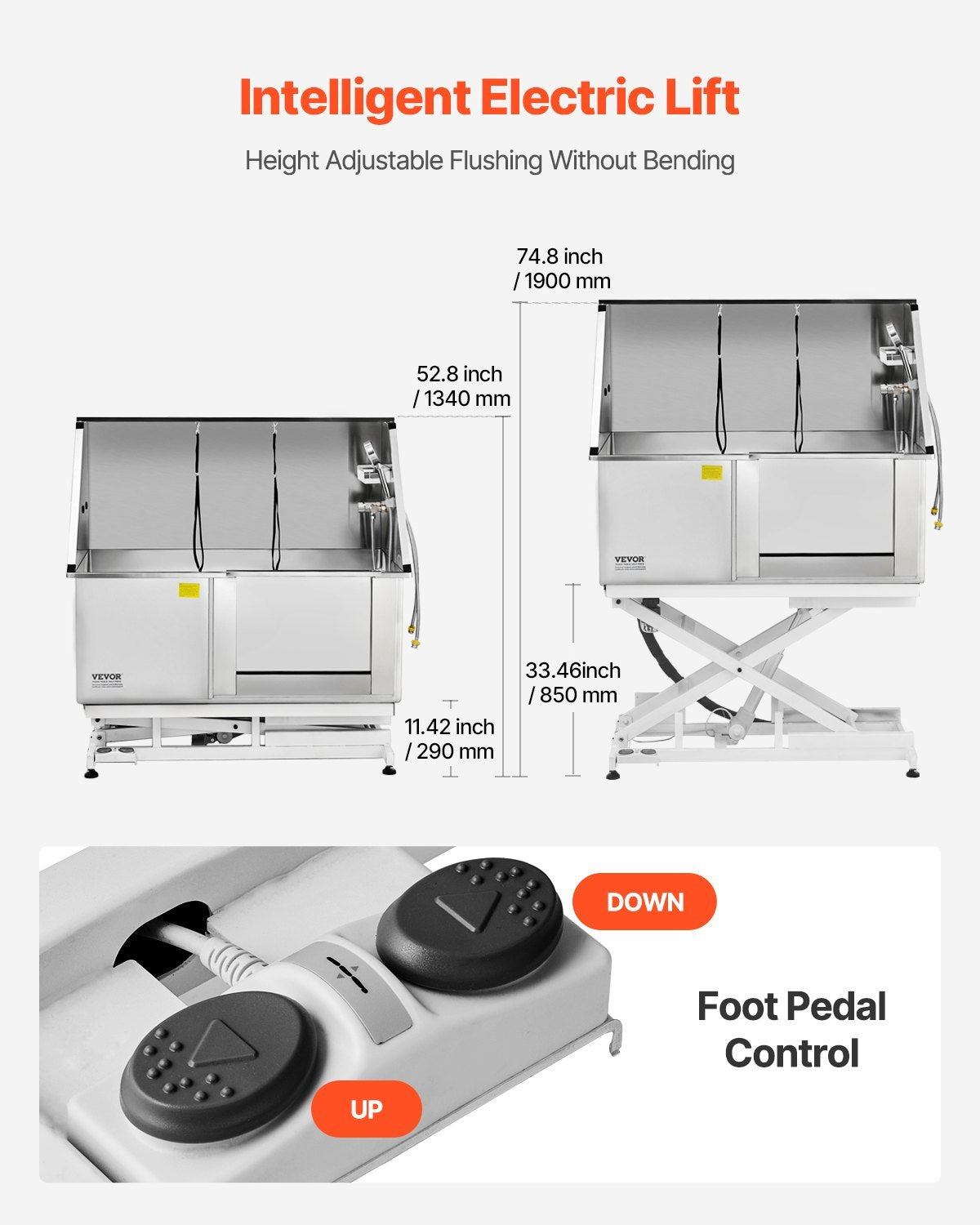 50 Inch Electric Dog Grooming Bath Tub Stainless Steel W Water Filter