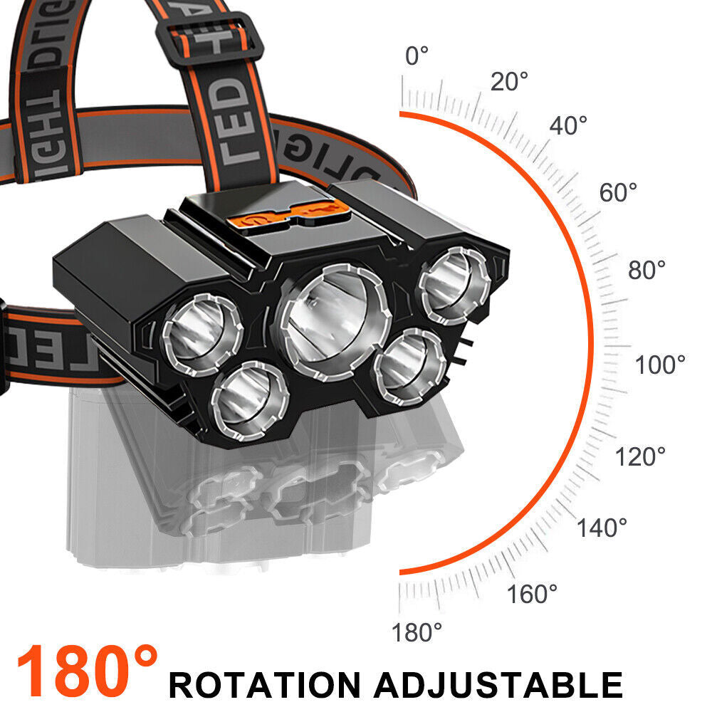 USB  LED Headlamp Rechargeable LED Lamp Headlight Head Torch Cable Light