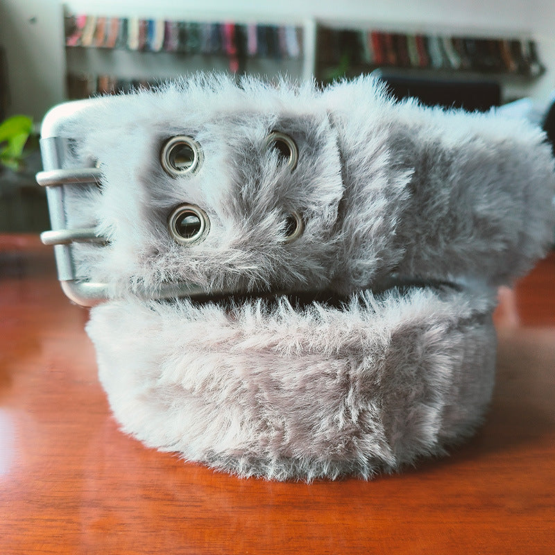 Men's And Women's Leather Double Row Hole Belt