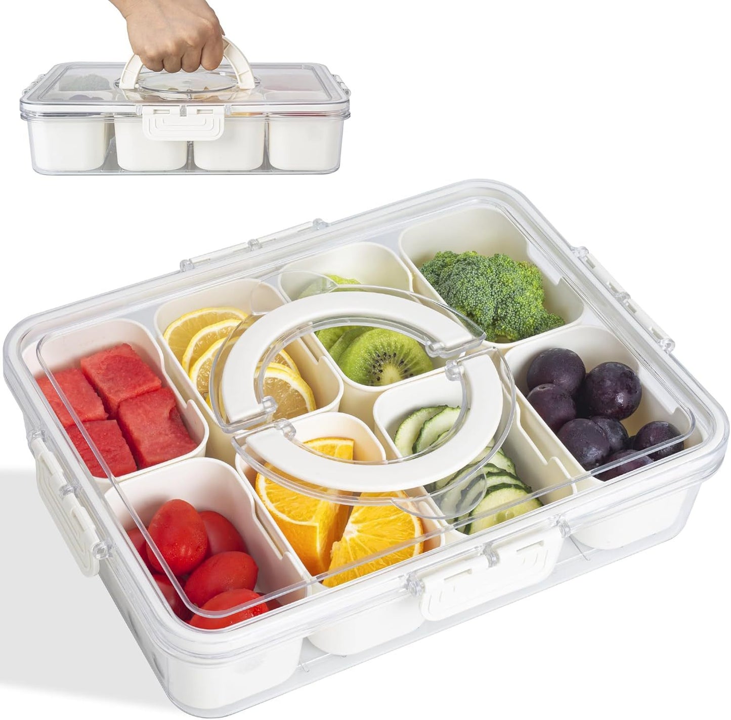 Divided Snack Box With Lid Clear Food Storage Container With Colorful Compartments  Reusable Bento Organizer For Snacks Fruits Nuts And Meal Prep