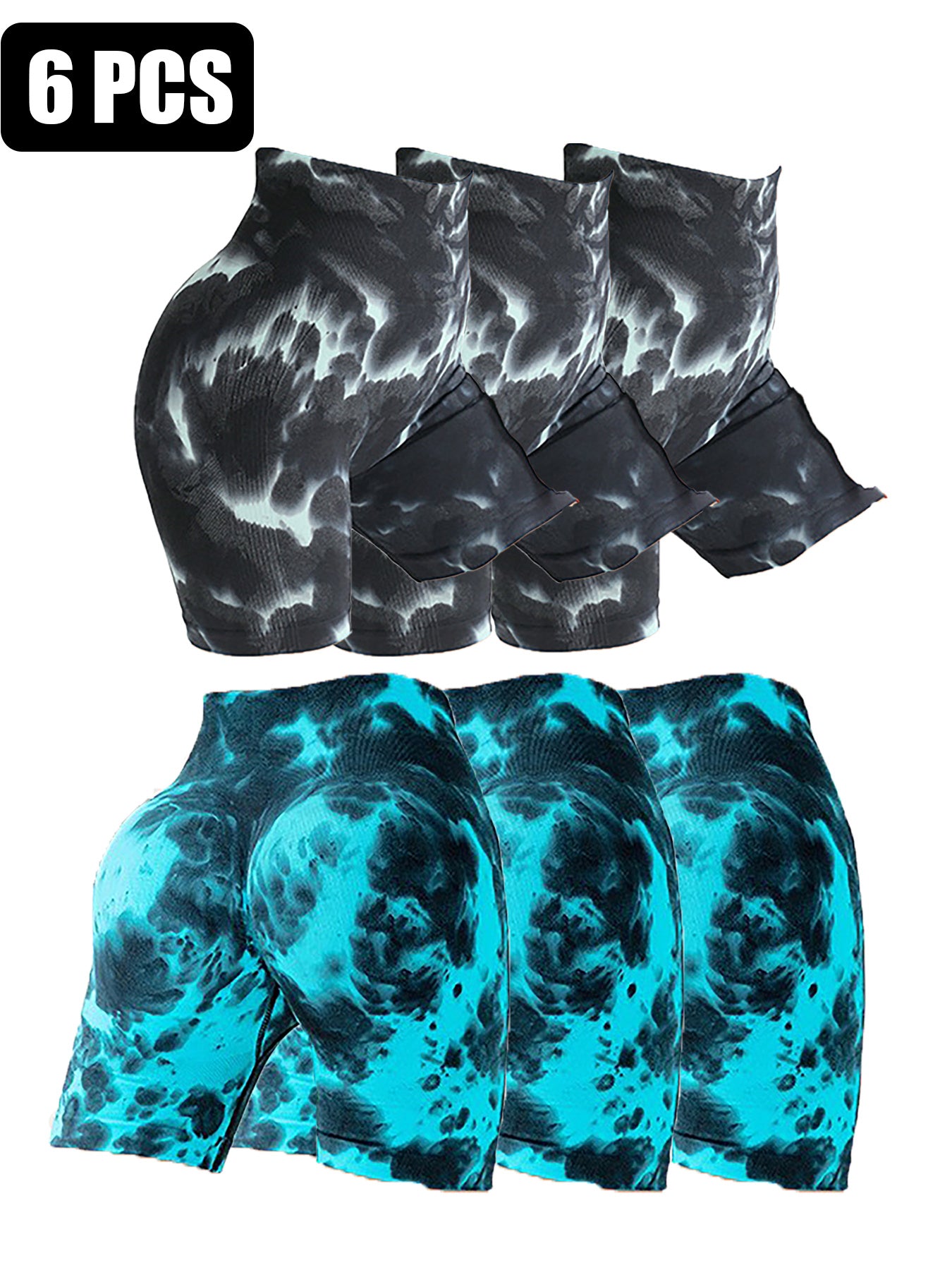 6PACK Solid-color High-waisted Three-inch Shorts