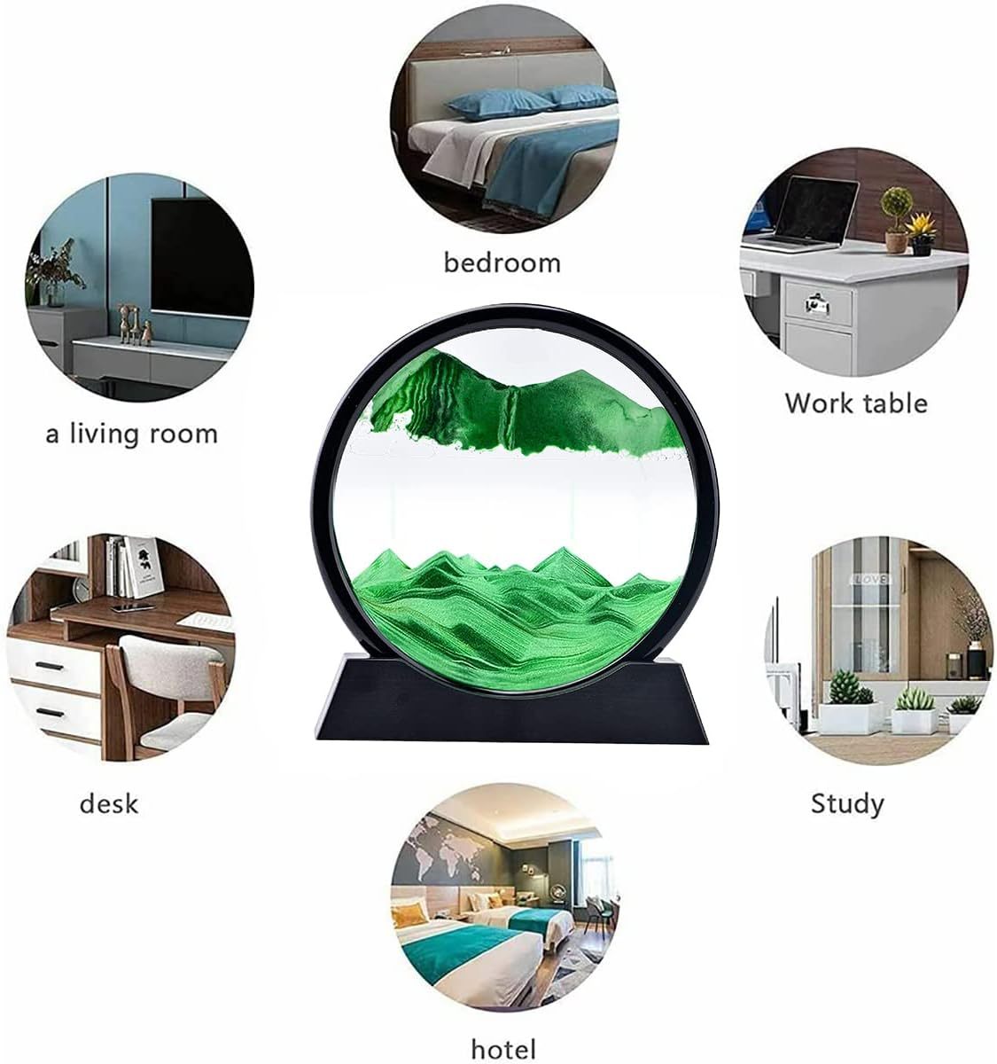 3D Dynamic Sand Art Liquid Motion, Moving Sand Art Picture Round Glass 3D Deep Sea Sandscape In Motion Display Flowing Sand Painting Relaxing Desk Toys