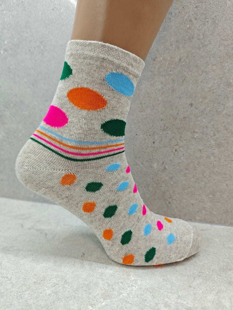 6  12  24 Pairs Womens Socks Mixed Striped  Polka Dot Designs