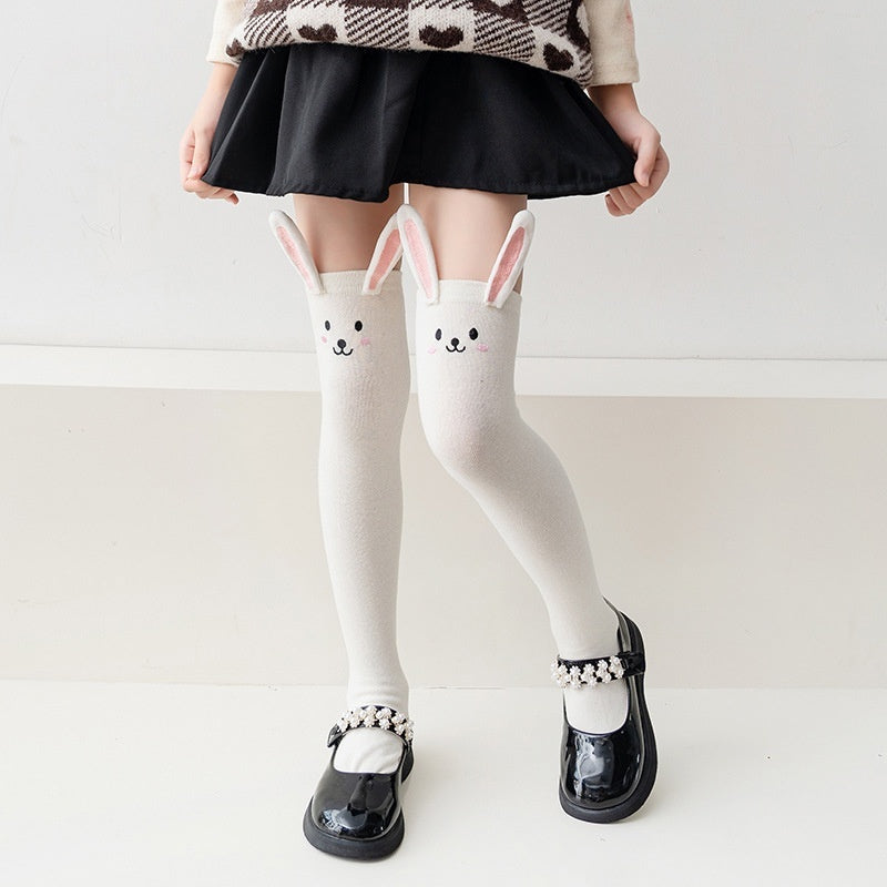 Cute Girl Cartoon Unique Panda Puppy Bunny Princess Style Long Socks
