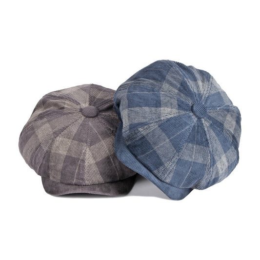 Women's Warm Fashion Plaid Corduroy Beret